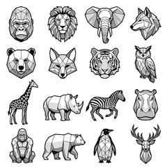 Obraz premium Animal Polygonal Geometric Wildlife Vector Illustration Collection for Modern Graphic Design