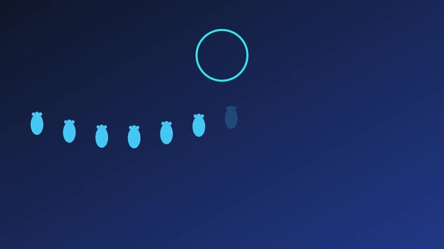 Abstract loading animation with moving blue and circular progress indicator on dark 4k background