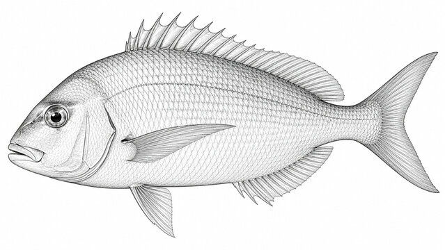 マダイ（真鯛） | Red Seabream (Pagrus major) 
| Scientific Illustratio