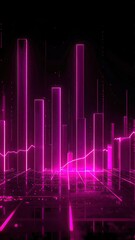 Fototapeta premium Digital Data Cityscape. Futuristic Business Analytics. Pink Neon Technology Visualization.
