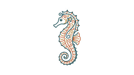 Ornate seahorse illustration with tribal swirling patterns. © bakso