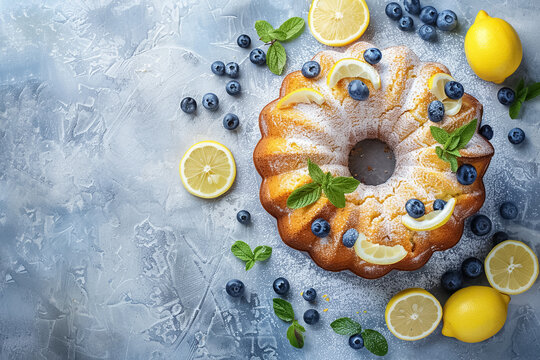 Lemon blueberry bundt cake with fresh citrus