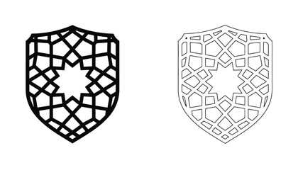 Shield Protection Icon with Intricate Geometric Pattern of an Eight-Pointed Star in a Modern, Stylized Design © Muskan