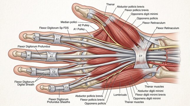 Human Hand Muscular System Anatomical Diagram