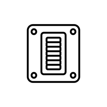 Minimalist icon of a high-frequency ribbon tweeter element for high-resolution audio.

