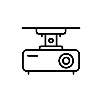 Minimal icon of a projector device mounted on a ceiling or wall bracket fixture.