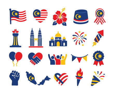 malaysia independce day icon set Adobe Illustrator Artwork	
