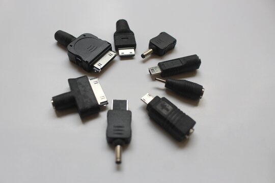 usb adapter on grey background, multi-function port adapter set.