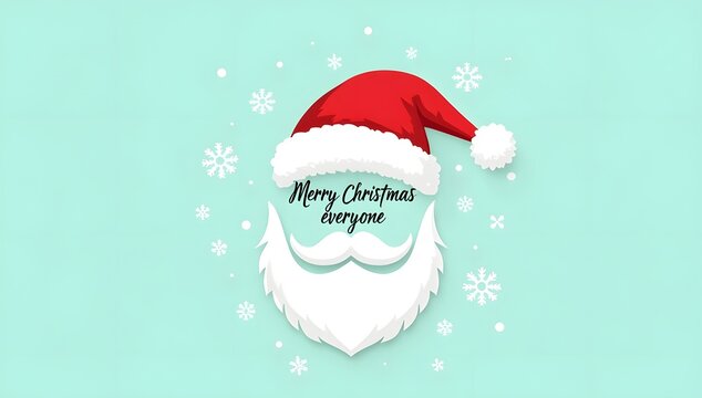 Festive christmas graphic santa's hat and beard with 'merry christmas' message for holiday greetings