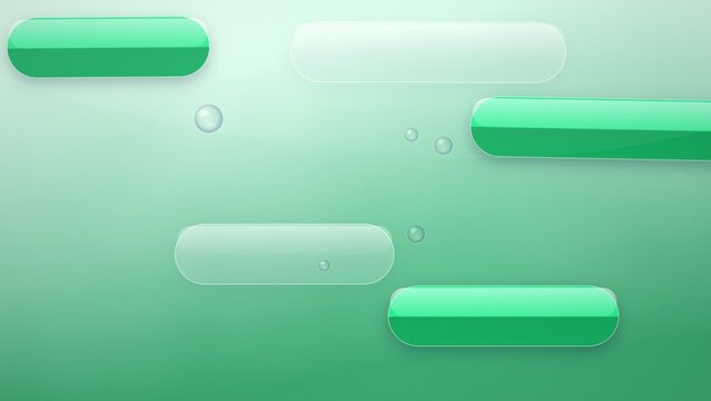 Green and white rounded rectangles with bubbles