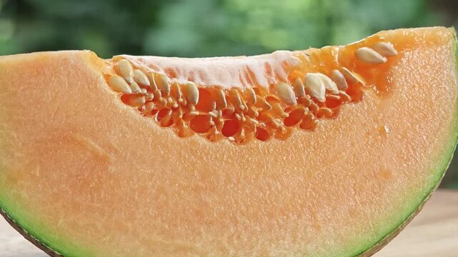 Melon cantaloupe on wooden board. 