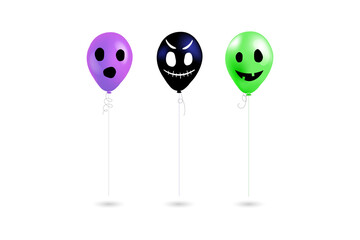 Spooky cartoon balloons with various facial expressions on transparent background PNG © Plabon