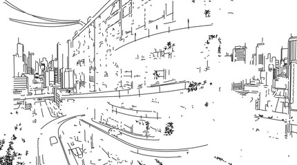 Fototapeta premium Futuristic Spiral Parking Garage Urban Cityscape Illustration