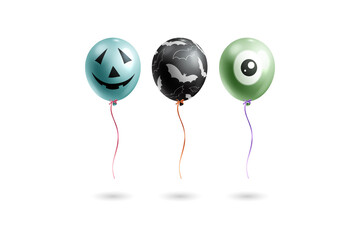 Halloween balloons with spooky designs for party decoration © Mahmuda