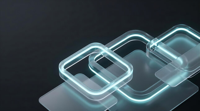 Modern glowing glass geometric background designed for AI, SaaS, fintech, websites and premium business presentations.