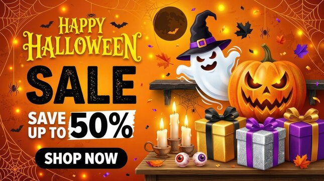 Spooky savings halloween sale event up to 50 off with ghost pumpkin gift box promotions