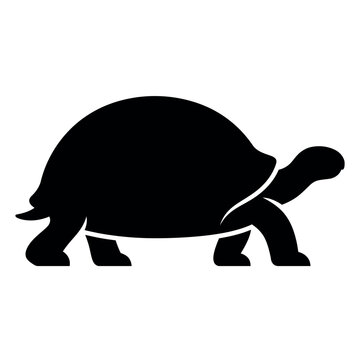 Tortoise silhouette, isolated on white background, flat vector.