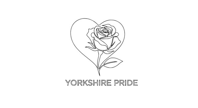 Yorkshire Pride Rose Heart Line Art - Symbol of Love and Regional Identity