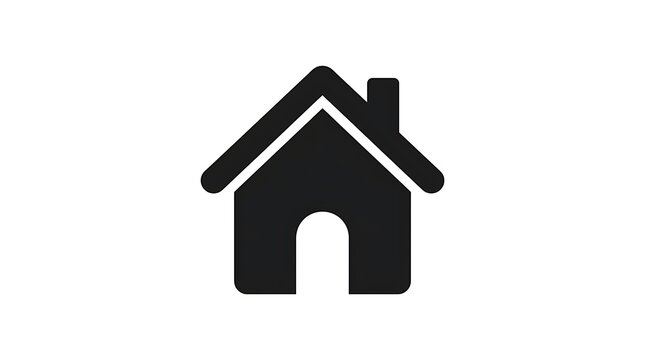Simple house icon with chimney, black silhouette vector illustration