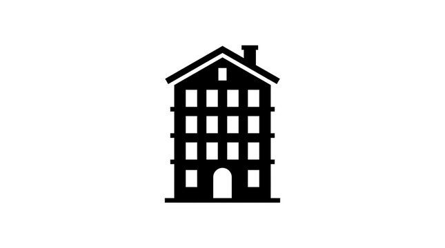 Icon of a multistory apartment building with a chimney