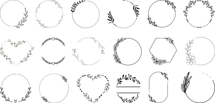 Laurel wreath collection vector set. Classic Roman Greek victory laurel branches, black olive leaf garlands, award emblem elements, elegant prestige heraldic symbol bundle for logo badge label design