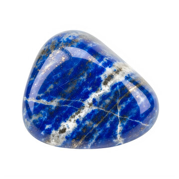 Polished lapis lazuli gemstone specimen on transparent background with flecks isolated transparent