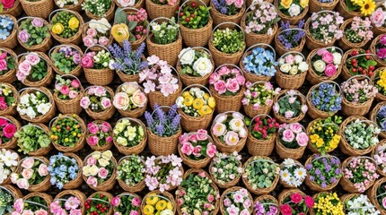 Fototapeta premium Colorful Assortment of Fresh Cut Flowers in Wrapping Paper.