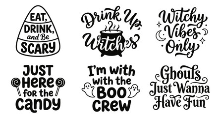 Obraz premium Set of funny halloween quote designs