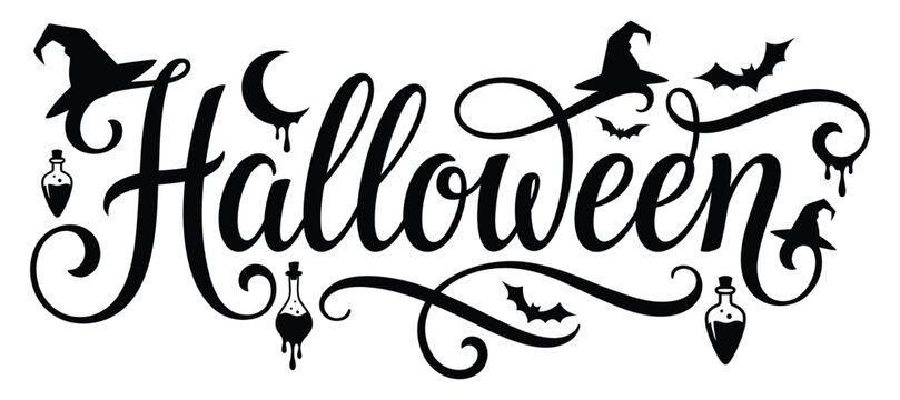 Halloween text with witch elements