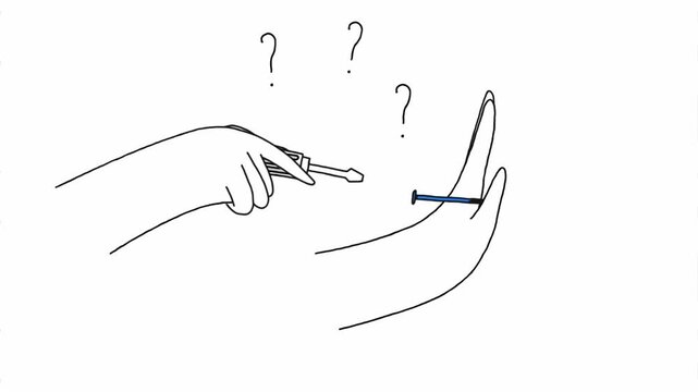Hand Tightening Screw with Screwdriver DIY Home Repair and Maintenance Line Art Animation