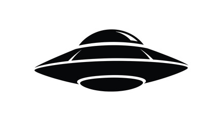 Flying saucer shape in black silhouette against a white background a classic science fiction depiction silhouette ufo © ARSM D