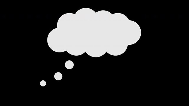 Animated thought bubble with transparent background. Thinking cloud overlay for video editing, storytelling, presentations, comics, and motion graphics.
