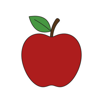 Ripe Crimson Apple Flat Icon Graphic Vegan Wellness Concept Design