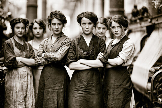 Women Textile Factory Workers in Industrial Era AI Generative