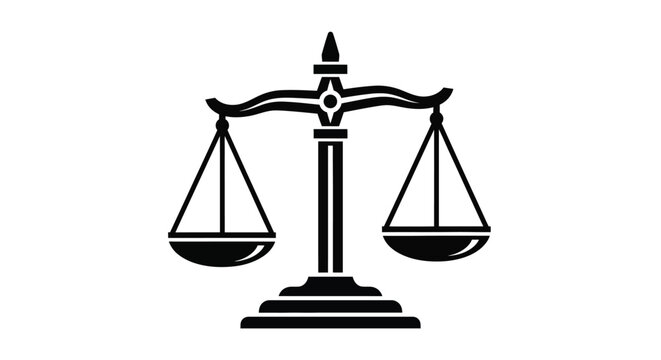Scales of justice a black silhouette against a white background representing legal balance and fairness silhouette justice