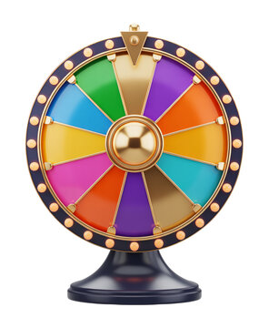 3D Jackpot Prize Spinner with Glossy Segments and Classic Game Show Display Stand
