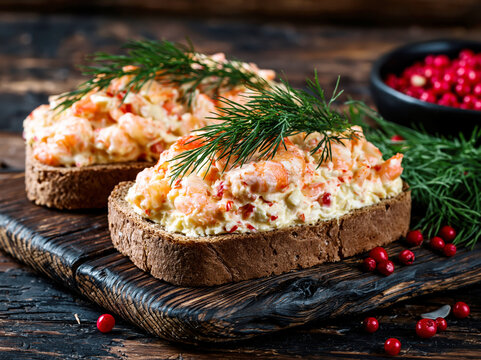 Shrimp Canap&eacute;s with Cream Cheese and Lemon &ndash; AI Generative
