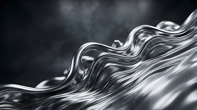 Flowing liquid chrome waves creating abstract metallic ripple effect