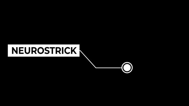 Animation of Callout, HUD UI elements on black color background. Animation of HUD elements with text "Neurostrick". Callout futuristic hud animation digital