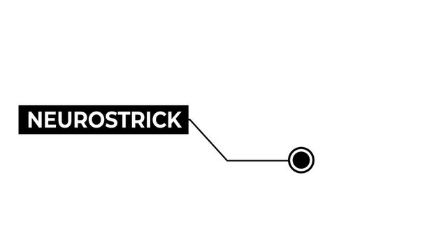 Animation of Callout, HUD UI elements on black color background. Animation of HUD elements with text "Neurostrick". Callout futuristic hud animation digital white tone six pack on the white screen.