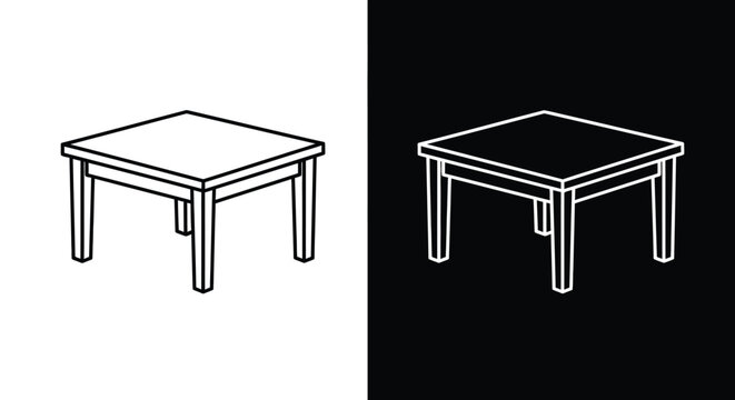 Isometric table outline with contrasting backgrounds a black and white silhouette furniture desk wood home interior design