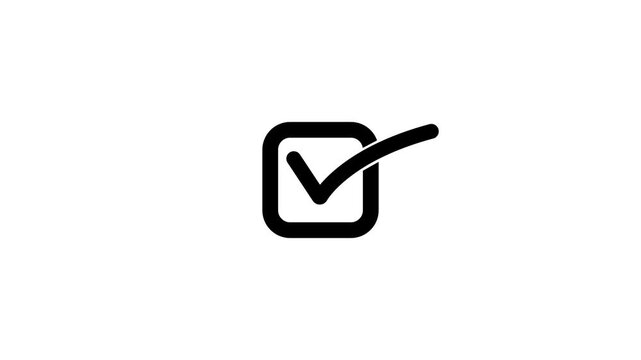 Green check mark animation in check box on black background
