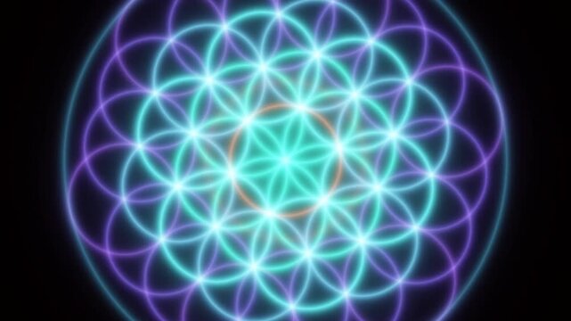 Intricate Sacred Geometry Mandala with Ethereal Symmetrical Pattern and Fractal Cosmic Spiritual Energy Art Digital Abstract Golden Ratio Ornament Background Illustration for Meditation and Yoga