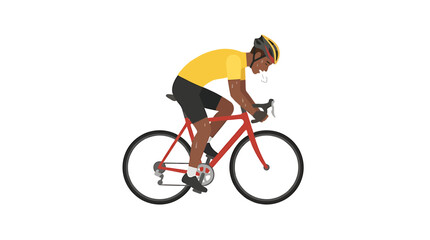 Fototapeta premium African American Male Cyclist in Red Jersey Racing