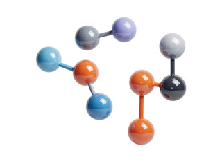 Obraz premium Molecules forming chemical bonds in ball and stick model, isolated on transparent background