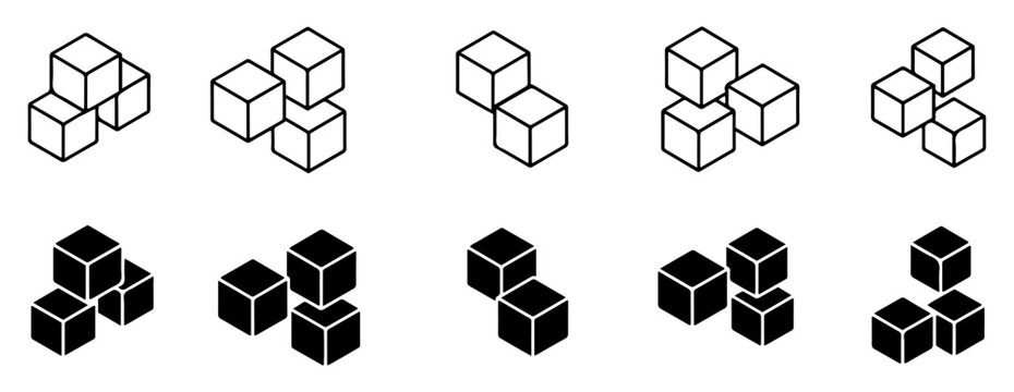 sugar cube icon set vector