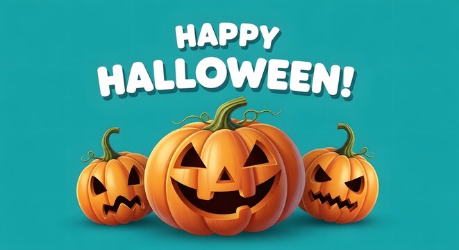 Happy halloween festive jack o' lanterns and spooky halloween greeting for autumn celebrations