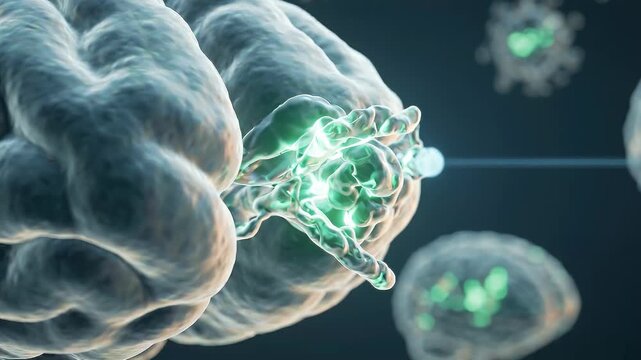 4K Close Up Brain Cells with Soft Bio Illumination and Translucent Membrane Loop