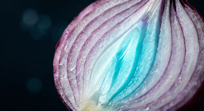 Glowing Onion Core Symbolizing Hidden Layers and Innovation