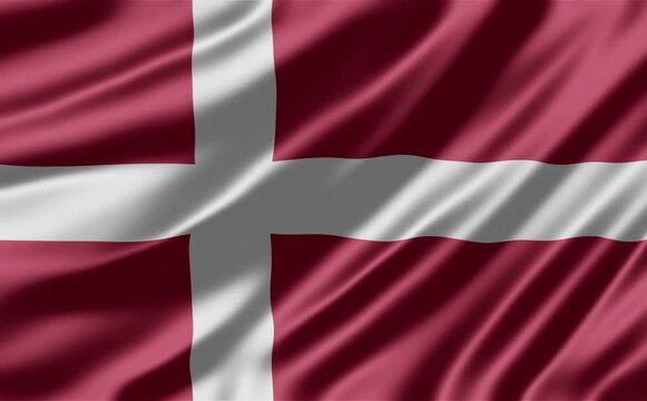 Denmark flag waving in the wind with smooth fabric texture motion in this high quality video